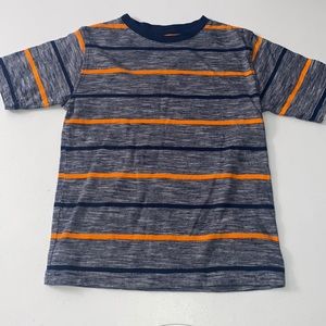 Faded Glory Boy’s Navy Short Sleeve Shirt With Orange Stripes Size XS (4/5)